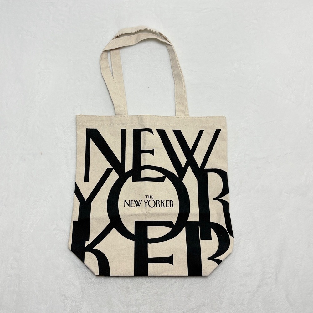 The New Yorker Classic Black & White Graphic Canvas Tote Bag Large Carryall